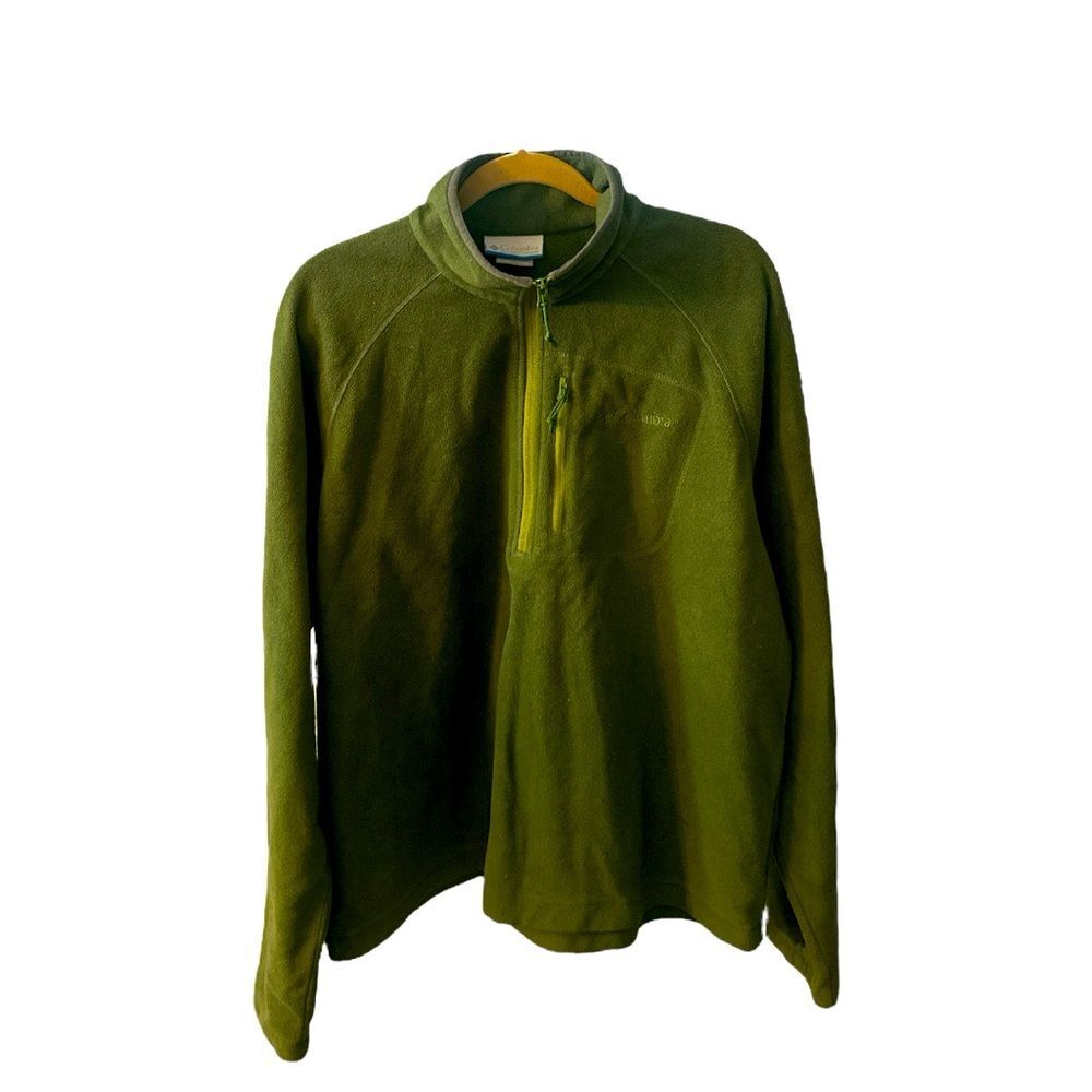 Columbia Fleece‎ Pullover Quarter Zip Olive Green Outdoor Casual XL